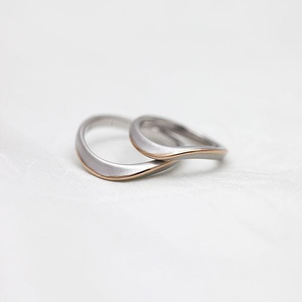 結婚指輪 コンビ プラチナ PT900 ピンクゴールド K18PG ペアリング S字