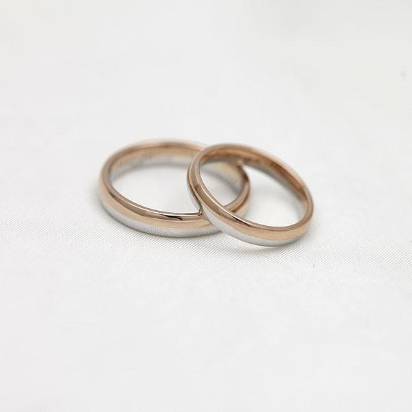 結婚指輪 コンビ プラチナ PT900 ピンクゴールド K18PG ペアリング 甲