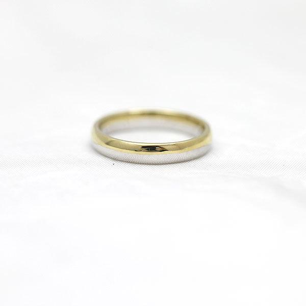 結婚指輪 コンビ プラチナ PT900  ゴールド K18YG レディース 単品 甲丸 ハーフ 指輪 マリッジリング シンプル 爆買の画像