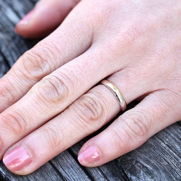 結婚指輪 コンビ プラチナ PT900  ゴールド K18YG レディース 単品 甲丸 ハーフ 指輪 マリッジリング シンプル 爆買の画像