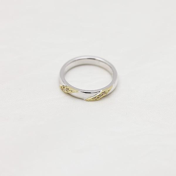 結婚指輪 コンビ プラチナ PT900  ゴールド K18 PG YG レディース 単品 ダイヤ 0.04ct ななめライン 爆買の画像