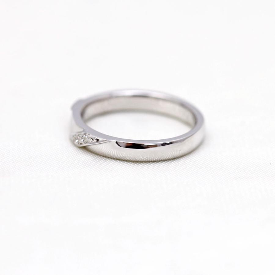結婚指輪 ホワイトゴールド K18WG レディース 単品 ダイヤ 0.04ct ななめライン 指輪 マリッジリング シンプル 爆買の画像