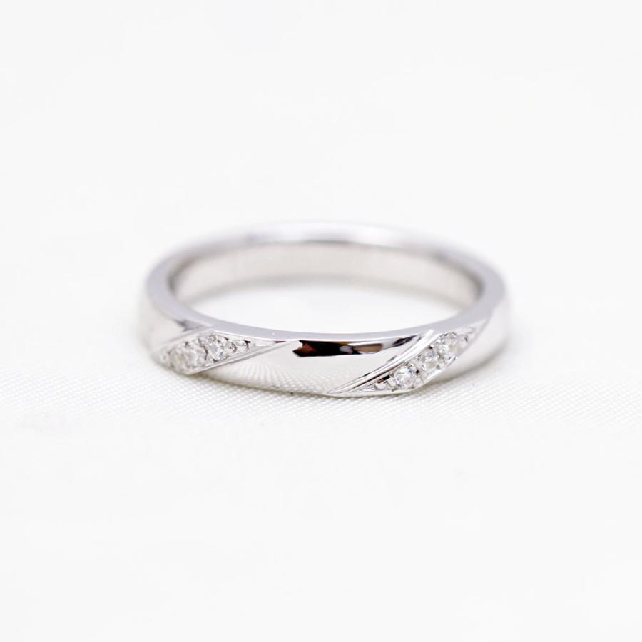 指輪 レディース リング プラチナ PT900  ダイヤモンド 結婚指輪 0.5号刻み ななめライン シンプル ダイヤ 0.04ct 記念日 クリスマス 爆買の画像