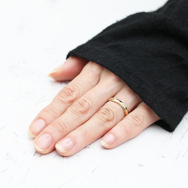 結婚指輪 K18YG イエローゴールド ダイヤ 0.04ct レディース 単品 ななめライン 指輪 マリッジリング シンプル  18金 爆買の画像