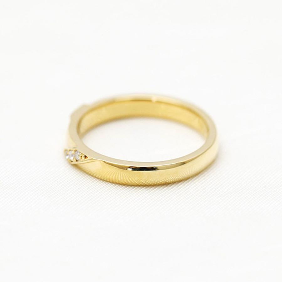 結婚指輪 K18YG イエローゴールド ダイヤ 0.04ct レディース 単品 ななめライン 指輪 マリッジリング シンプル  18金 爆買の画像