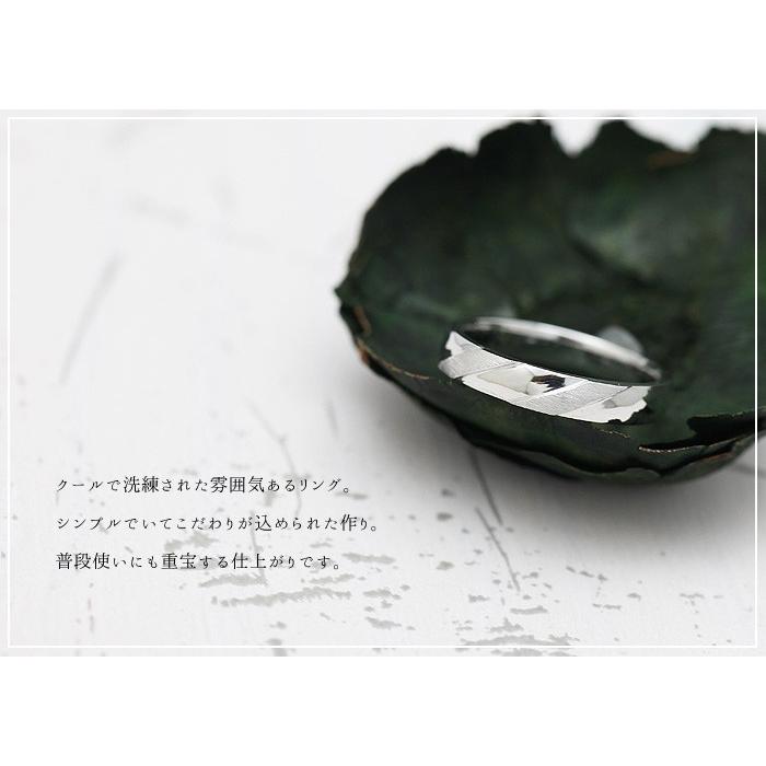 結婚指輪 ホワイトゴールド メンズ K18WG 刻印無料 ななめライン ヘアライン 指輪 マリッジリング シンプル 爆買の画像