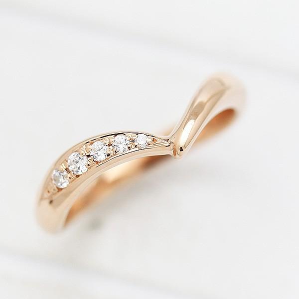 想像を超えての 結婚指輪 ピンクゴールド レディース V字 片側留め ホワイトダイヤ0 07ct K10pg マリッジリング 値引きする Www Artech Mi It