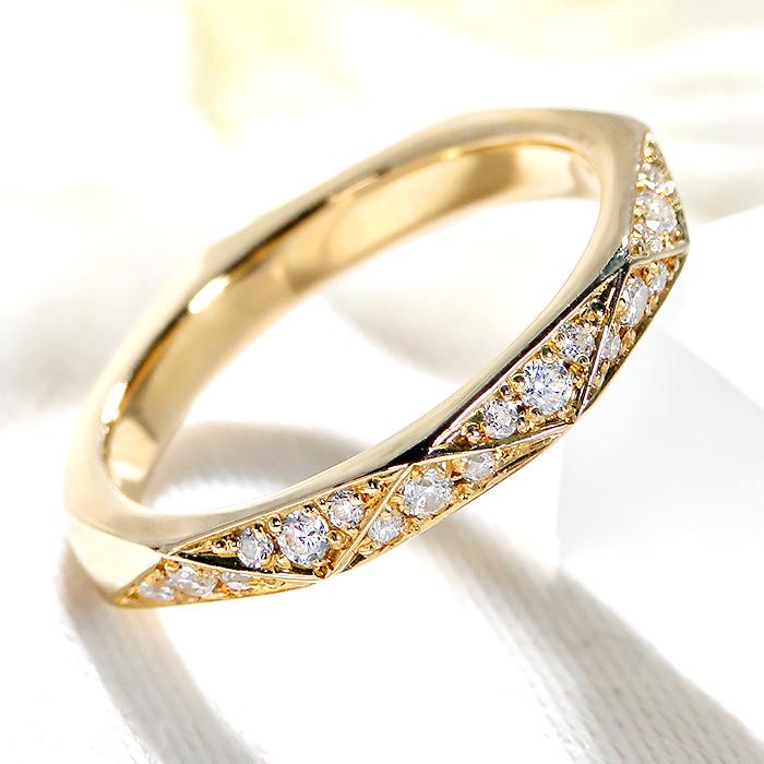 指輪 K18YG イエローゴールド ダイヤモンド 0.27ct ミラーカット 18金 ひし形カット レディース リング 爆買の画像