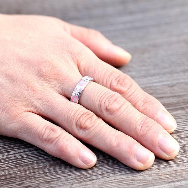 指輪 桜 リング SV925 メンズリング 15-22号 細め 白/ピンク