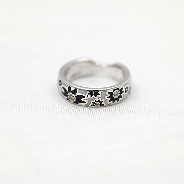 指輪 桜 リング SV925 メンズリング 15-22号 ホワイト/ブラック 小