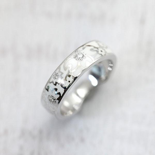 指輪 桜 リング PT100 pt10% プラチナ メンズリング 15-22号 ダイヤモンド 0.08ct ホワイト/ホワイト 小｜jewelry-may