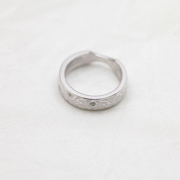 指輪 桜 リング SV925 メンズリング 15-22号 細め 白/白 キュービック