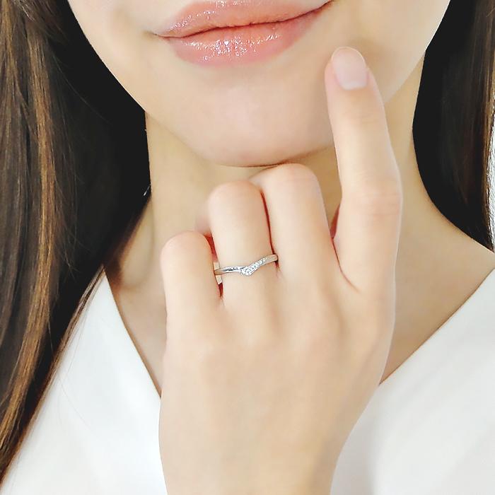 結婚指輪 マリッジリング プラチナ PT900 ダイヤモンド 0.05ct V字