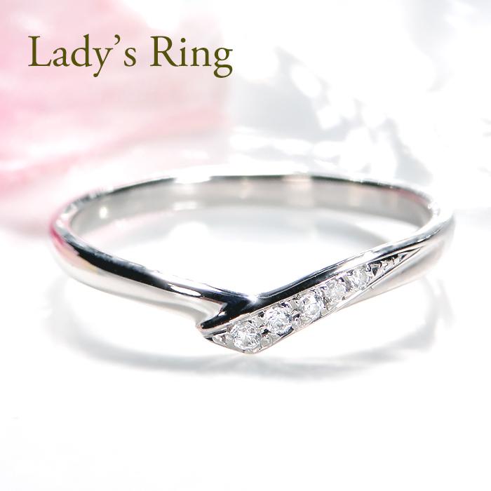 結婚指輪 ペアリング プラチナ PT900  ダイヤモンド 0.05ct V字リング ウェーブライン シンプル 爆買の画像