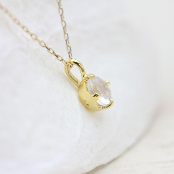 誕生石 K10YG ネックレス 1粒 ムーンストーン 0.2ct 10金 イエロー 