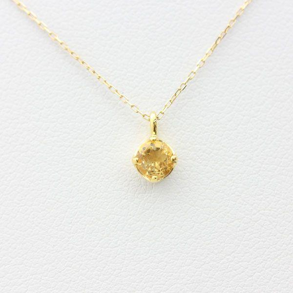誕生石 K10YG ネックレス 1粒 シトリン 0.2ct 10金 イエローゴールド 