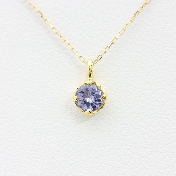 誕生石 K10YG  ネックレス 1粒 タンザナイト 0.2ct 10金 イエローゴールド 12月 ペンダント 10金 バースデー プレゼント 爆買の画像