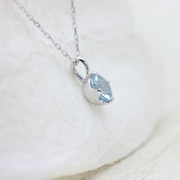 誕生石 ネックレス 1粒 アクアマリン0.2ct  10金 ホワイトゴールド K10WG 3月 ペンダント K10 バースデー プレゼント｜jewelry-may｜03