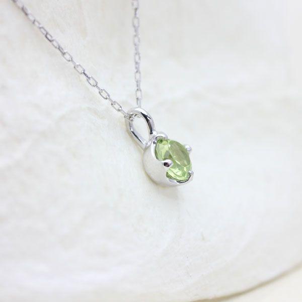 誕生石 K10WG ネックレス 1粒 ペリドット 0.2t 10金 ホワイトゴールド