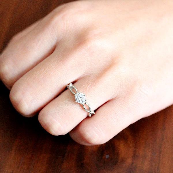 指輪 レディース プラチナ PT900  ダイヤ 0.3ct 1粒 ダイヤモンド リング ミルリング かわいい プレゼント 爆買の画像