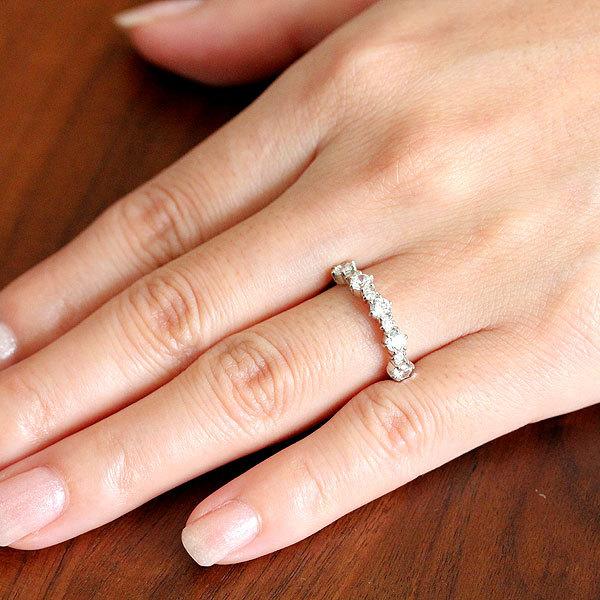 指輪 レディース プラチナ PT900  リング ダイヤモンド 0.55ct ハーフエタニティ かわいい プレゼント クリスマス 爆買の画像