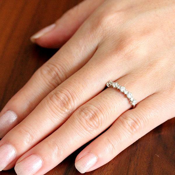 指輪 レディース プラチナ PT900  リング ダイヤモンド 0.45ct ハーフエタニティ かわいい プレゼント クリスマス 爆買の画像
