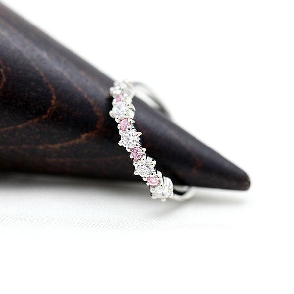 指輪 レディース プラチナ PT900  ダイヤ 0.4ct ピンクサファイア リング ハーフエタニティ かわいい プレゼント 爆買の画像