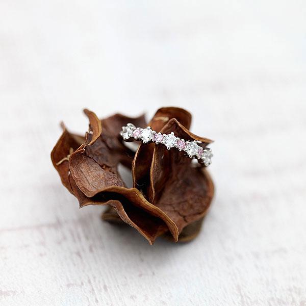 指輪 レディース プラチナ PT900  ダイヤ 0.4ct ピンクサファイア リング ハーフエタニティ かわいい プレゼント 爆買の画像
