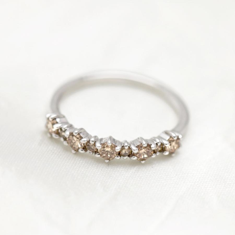 指輪 レディース ブラウンダイヤ 0.5ct プラチナ PT900  リング ダイヤモンド ハーフエタニティ 爆買の画像