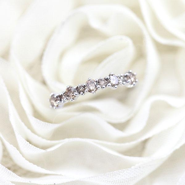 指輪 レディース ブラウンダイヤ 0.5ct プラチナ PT900  リング ダイヤモンド ハーフエタニティ 爆買の画像