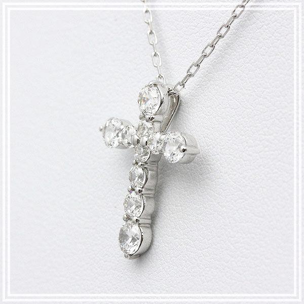 ネックレス プラチナ PT900 クロス モチーフ 1.0ct ダイヤモンド 