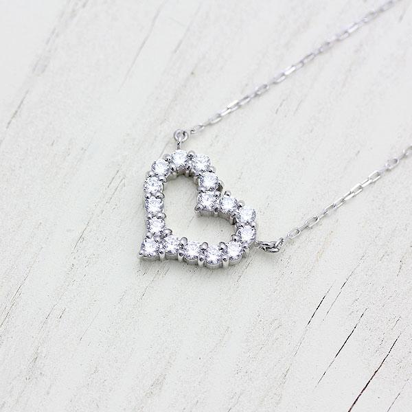 ネックレスPT900  プラチナ ハート 0.65ct ダイヤモンド ペンダント レディース 両吊り チェーン 直付け 爆買の画像