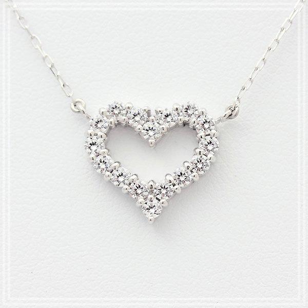 ネックレスPT900  プラチナ ハート 0.65ct ダイヤモンド ペンダント レディース 両吊り チェーン 直付け 爆買の画像