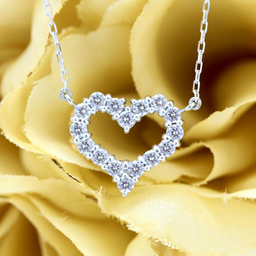 ネックレスPT900  プラチナ ハート 0.65ct ダイヤモンド ペンダント レディース 両吊り チェーン 直付け 爆買の画像
