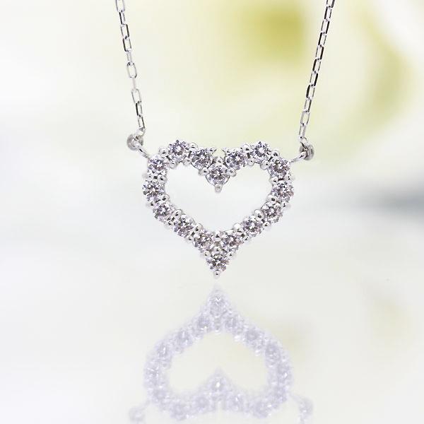 ネックレスPT900  プラチナ ハート 0.65ct ダイヤモンド ペンダント レディース 両吊り チェーン 直付け 爆買の画像