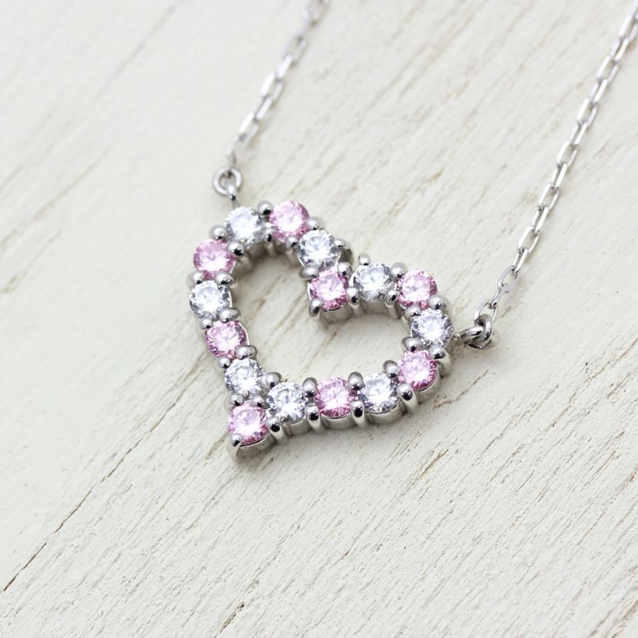 ネックレスPT900  プラチナ ハート 0.32ct ダイヤモンド ピンクサファイア ペンダント レディース 両吊り チェーン 直付け 爆買の画像