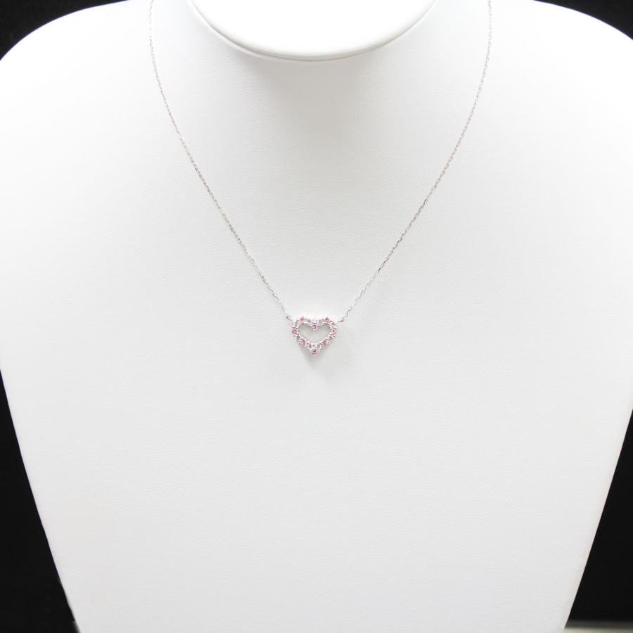 ネックレスPT900  プラチナ ハート 0.32ct ダイヤモンド ピンクサファイア ペンダント レディース 両吊り チェーン 直付け 爆買の画像