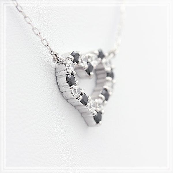 ネックレス PT900  プラチナ ハート 0.65ct ダイヤ ブラックダイヤ ペンダント レディース 両吊り チェーン 直付け 爆買の画像