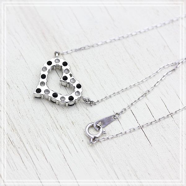 ネックレス PT900  プラチナ ハート 0.65ct ダイヤ ブラックダイヤ ペンダント レディース 両吊り チェーン 直付け 爆買の画像