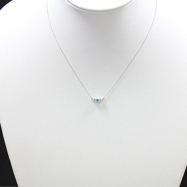 ネックレス PT900  プラチナ 0.3ct ダイヤモンド ブルーダイヤ スリーストーン 横並び ライン レディース ペンダント 爆買の画像