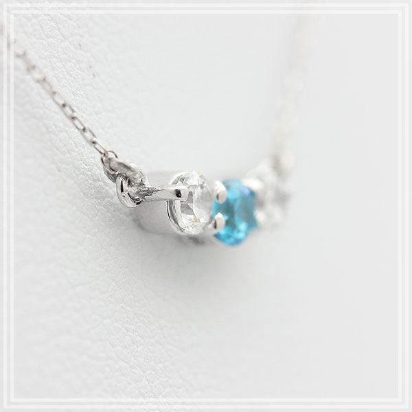 ネックレス PT900  プラチナ 0.3ct ダイヤモンド ブルーダイヤ スリーストーン 横並び ライン レディース ペンダント 爆買の画像