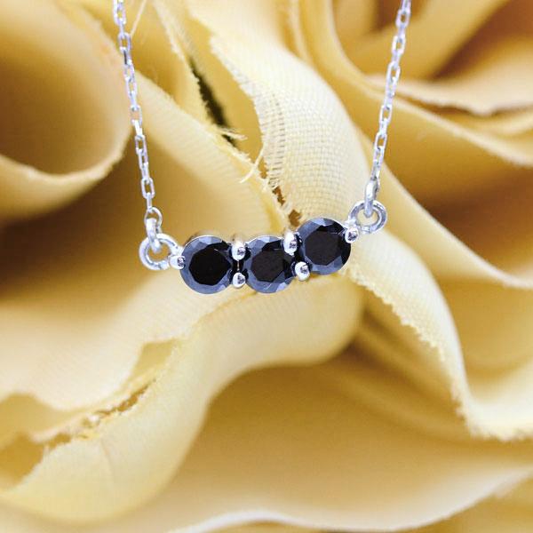 ネックレス PT900 プラチナ 0.3ct ダイヤモンド ブラックダイヤ