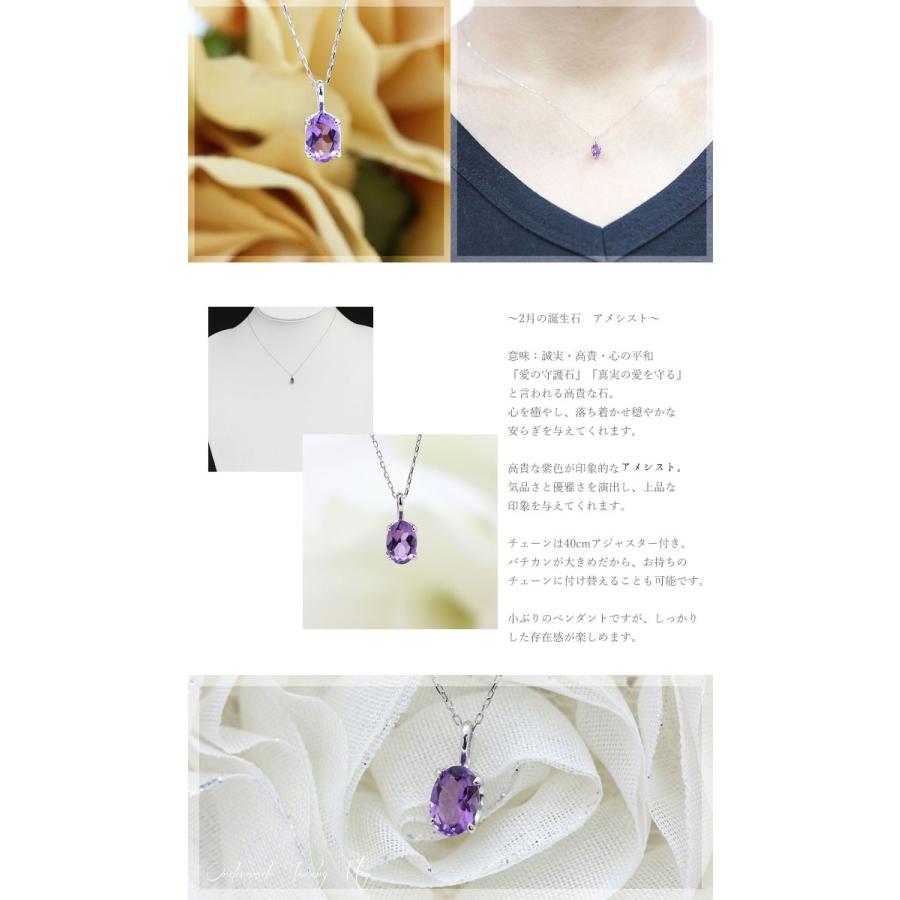 ネックレス PT100 プラチナ10％シルバー90％ 1粒 誕生石 アメジスト 2 