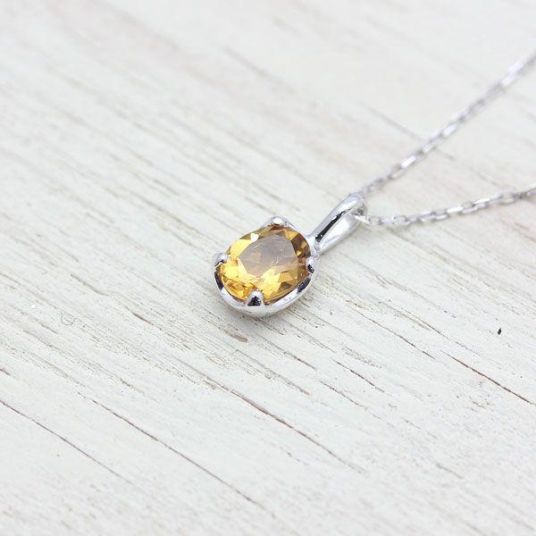 ネックレス PT100 プラチナ10％シルバー90％ 1粒 誕生石 シトリン 11月 ペンダント バースデー プレゼント 爆買の画像