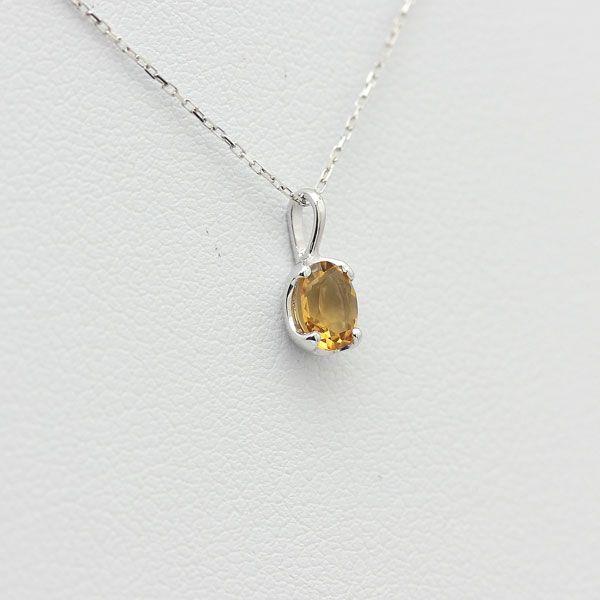 ネックレス PT100 プラチナ10％シルバー90％ 1粒 誕生石 シトリン 11月 ペンダント バースデー プレゼント 爆買の画像