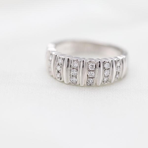 指輪 リング K10WG ホワイトゴールド ダイヤモンド 0.28ct ワイド 幅広リング 爆買の画像