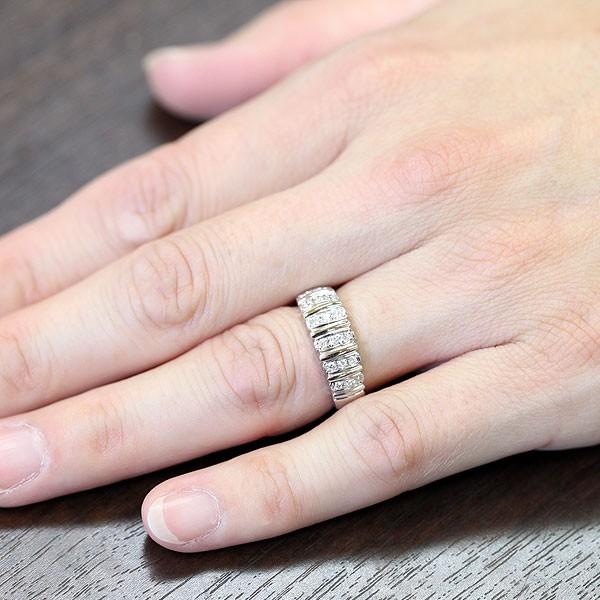 指輪 リング K10WG ホワイトゴールド ダイヤモンド 0.28ct ワイド 幅広 