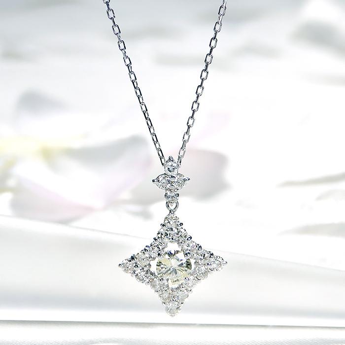 ネックレス K10WG ホワイトゴールド ダイヤモンド レディース 1.0ct ひし形 ゴージャス ペンダント プレゼント 爆買の画像