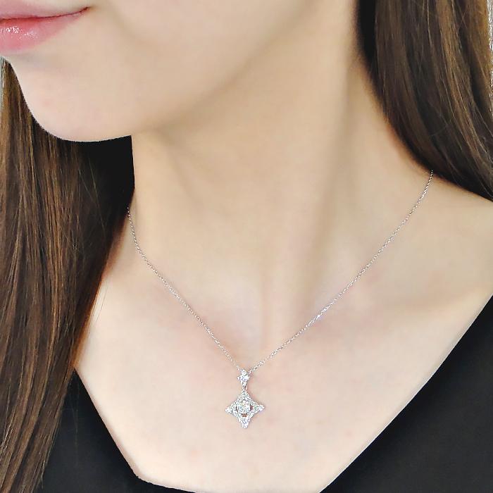 ネックレス K10WG ホワイトゴールド ダイヤモンド レディース 1.0ct ひし形 ゴージャス ペンダント プレゼント 爆買の画像