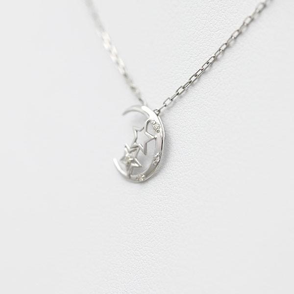 ネックレス レディース K10WG ホワイトゴールド 月 星 ムーン スター 